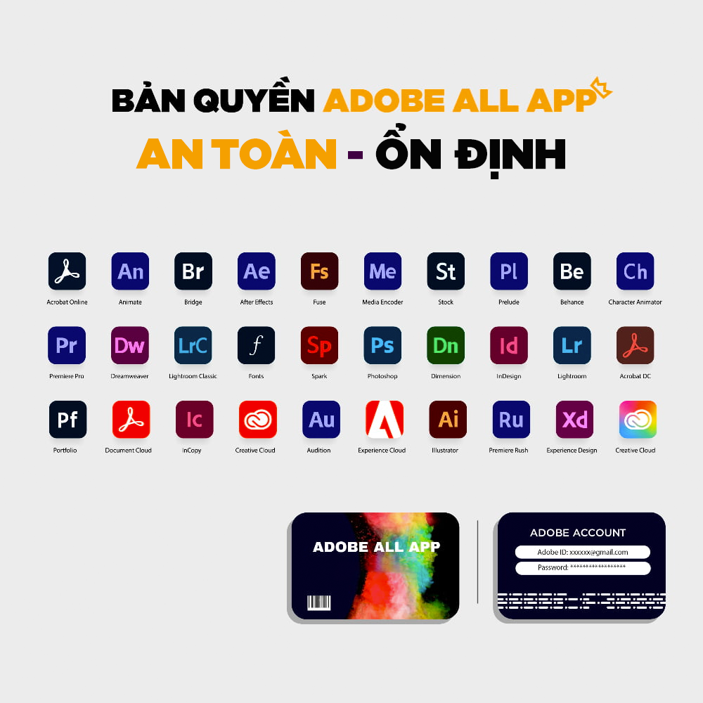 Tài khoản Adobe Creative Full App giá rẻ